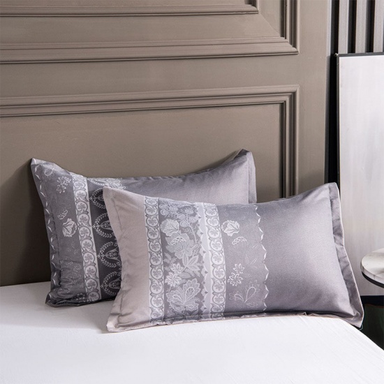 Immagine di Fuchsia - (50x90cm) Flower Printed Brushed Rectangle Pillowcase Home Textile, 1 Pair