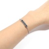 Picture of Stainless Steel Valentine's Day Link Cable Chain Bracelets Silver Tone Multicolor Oval Cross Word Message " LOVE " Enamel 17cm(6 6/8")-16.5cm(6 4/8") long, 1 Piece
