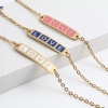 Изображение Stainless Steel Valentine's Day Link Cable Chain Bracelets Gold Plated Multicolor Oval Cross Word Message " LOVE " Enamel 17cm(6 6/8")-16.5cm(6 4/8") long, 1 Piece