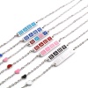 Picture of Stainless Steel Link Cable Chain Bracelets Silver Tone Multicolor Oval Heart Word Message " baby " Enamel 17cm(6 6/8")-16.5cm(6 4/8") long, 1 Piece