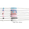 Picture of Stainless Steel Link Cable Chain Bracelets Silver Tone Multicolor Oval Heart Word Message " baby " Enamel 17cm(6 6/8")-16.5cm(6 4/8") long, 1 Piece