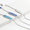 Picture of Stainless Steel Link Cable Chain Bracelets Silver Tone Multicolor Oval Heart Word Message " baby " Enamel 17cm(6 6/8")-16.5cm(6 4/8") long, 1 Piece
