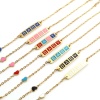 Immagine di Acciaio Inossidabile Cavo Catena Braccialetti Oro Placcato Multicolore Ovale Cuore Messaggio " baby " Smalto 17cm-16.5cm Lunghezza, 1 Pz