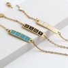 Immagine di Acciaio Inossidabile Cavo Catena Braccialetti Oro Placcato Multicolore Ovale Cuore Messaggio " baby " Smalto 17cm-16.5cm Lunghezza, 1 Pz