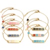 Picture of Stainless Steel Valentine's Day Link Cable Chain Bracelets Gold Plated Multicolor Oval Heart Word Message " LOVE " Enamel 17cm(6 6/8")-16.5cm(6 4/8") long, 1 Piece
