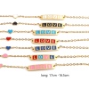Picture of Stainless Steel Valentine's Day Link Cable Chain Bracelets Gold Plated Multicolor Oval Heart Word Message " LOVE " Enamel 17cm(6 6/8")-16.5cm(6 4/8") long, 1 Piece
