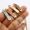 Picture of Stainless Steel Valentine's Day Link Cable Chain Bracelets Gold Plated Multicolor Oval Heart Word Message " LOVE " Enamel 17cm(6 6/8")-16.5cm(6 4/8") long, 1 Piece