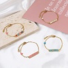 Picture of Stainless Steel Valentine's Day Link Cable Chain Bracelets Gold Plated Multicolor Oval Heart Word Message " LOVE " Enamel 17cm(6 6/8")-16.5cm(6 4/8") long, 1 Piece