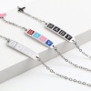 Изображение Stainless Steel Link Cable Chain Bracelets Silver Tone Multicolor Oval Cross Word Message " baby " Enamel 17cm(6 6/8")-16.5cm(6 4/8") long, 1 Piece