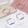 Изображение Stainless Steel Link Cable Chain Bracelets Silver Tone Multicolor Oval Cross Word Message " baby " Enamel 17cm(6 6/8")-16.5cm(6 4/8") long, 1 Piece