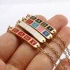 Picture of Stainless Steel Link Cable Chain Bracelets Gold Plated Multicolor Oval Cross Word Message " baby " Enamel 17cm(6 6/8")-16.5cm(6 4/8") long, 1 Piece