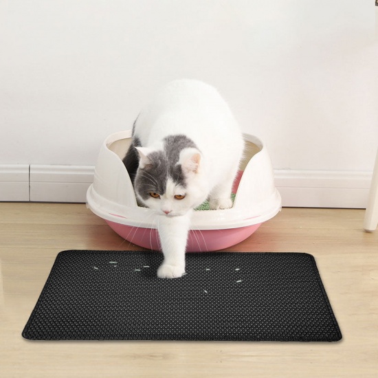 Immagine di Black - 55x70cm EVA & Faux Leather Foldable Dog Cat Litter Mat Household Pet Supplies, 1 Piece