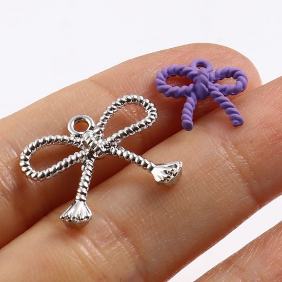 Picture of Zinc Based Alloy Charms Bowknot Multicolor Painted 10 PCs