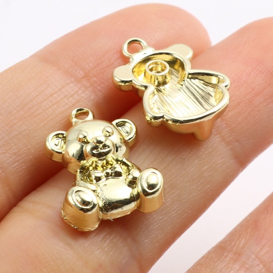 Picture of Zinc Based Alloy Charms Bear Animal Silver Tone 17mm x 12mm, 10 PCs