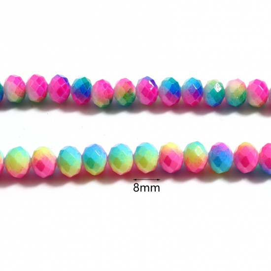 Изображение Стеклянные Бусины, Круглые Разноцветный Шлифованный 8мм диаметр, Отверстие:примерно 1.4мм, 45.5cm - 45cm длина, 2 Нитки (примерно 70 шт/нитка)