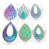 Picture of Iron Based Alloy Filigree Stamping Pendants Drop Multicolor Rhombus Color Plated 4.1cm x 2.7cm, 5 PCs