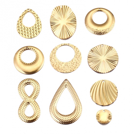 Picture of Stainless Steel Charms Gold Plated 2 PCs
