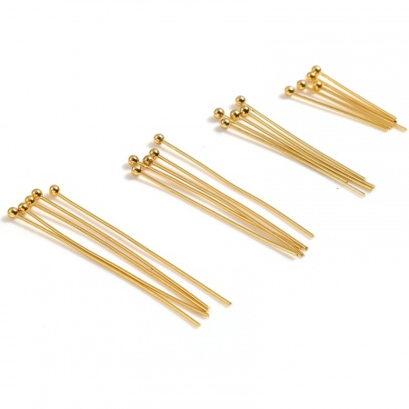 Edelstahl Kopfstifte mit Kugel Vergoldet 0.6mm 20 Stück