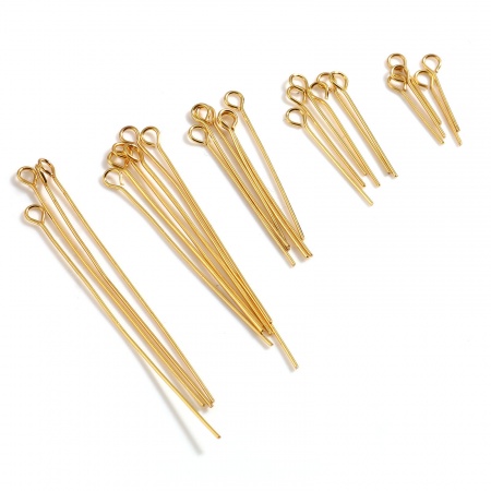 Acciaio Inossidabile Occhi Spilli Oro Placcato 20 Pz