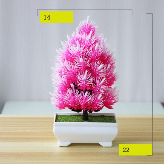 Immagine di Yellow - 5# Plastic Artificial Christmas Pine Tree Potted Plants Home Decoration 22x14cm, 1 Piece