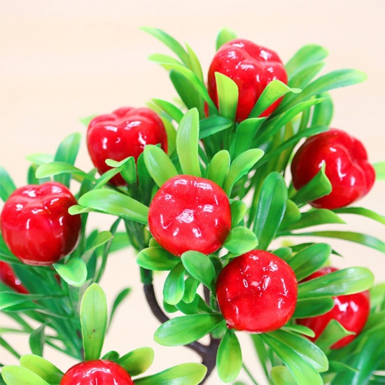 Image de Rouge - 9 # Plantes en pot artificielles en plastique pour poivriers, décoration de la maison 24x16cm, 1 pièce