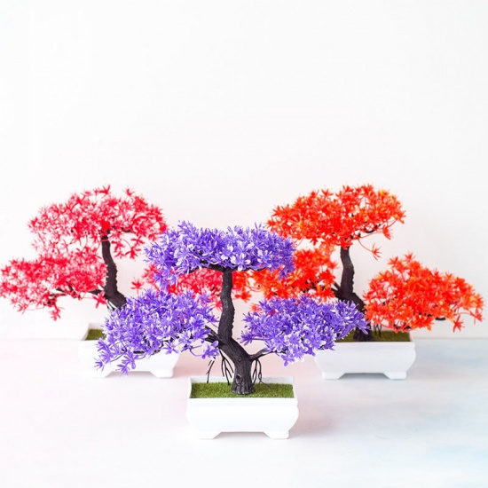 Image de Jaune - 7 # plantes en pot de pin artificiel en plastique décoration de la maison 30x25cm, 1 pièce