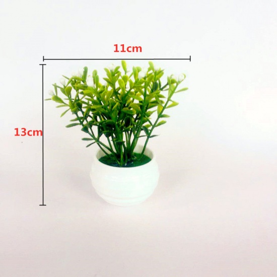 Image de Vert - Plantes en pot artificielles artificielles en plastique Décoration de la maison 13x11cm, 1 pièce