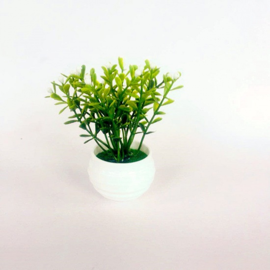 Image de Vert - Plantes en pot artificielles artificielles en plastique Décoration de la maison 13x11cm, 1 pièce