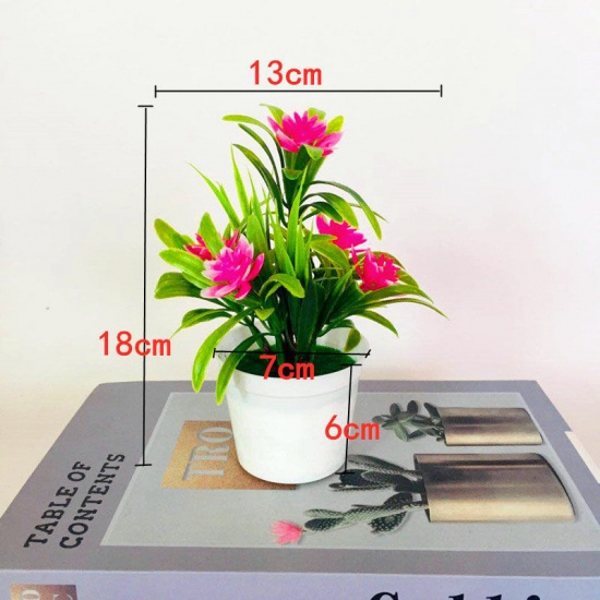 Immagine di Yellow - 6# Plastic Artificial Flower Potted Plants Home Decoration 18x13cm, 1 Piece