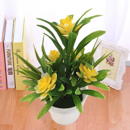 Immagine di Yellow - 6# Plastic Artificial Flower Potted Plants Home Decoration 18x13cm, 1 Piece