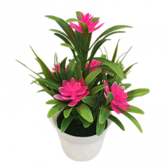 Image de Jaune - 6 # plantes en pot de fleurs artificielles en plastique décoration de la maison 18x13cm, 1 pièce