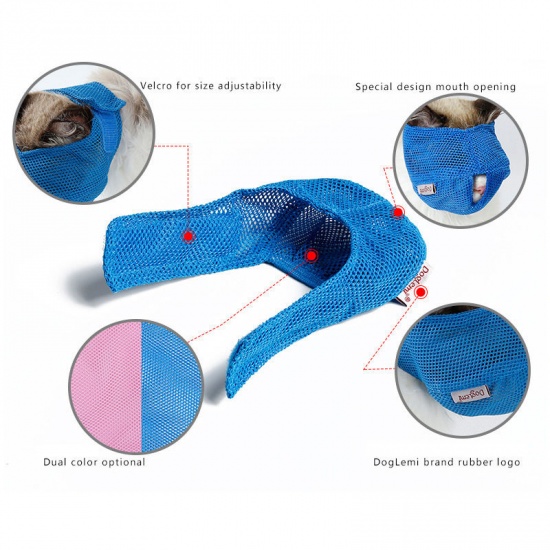 Picture of Blue - L Multifunctional Bite-proof Breathable Cat Mask Mouth Cover Pet Supplies, 1 Piece