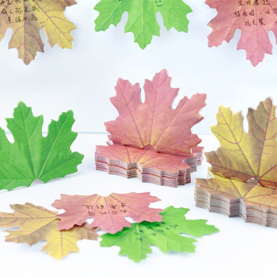 Immagine di Yellow - 3# Maple Leaf Paper Memo Sticky Note Office Student Stationery 9x7.2cm, 3 Copies
