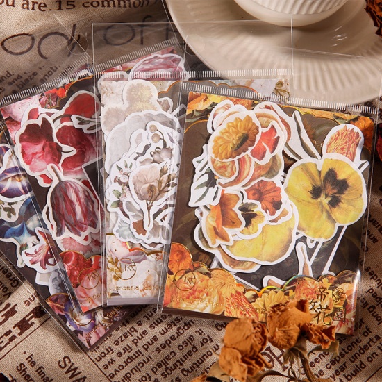 Picture of Multicolor - 4# Creative Flowers Japanese Paper DIY Scrapbook Stickers 10.5x9cm, 1 Piece