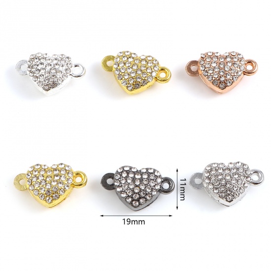 Picture of Zinc Based Alloy & Magnetic Hematite Magnetic Clasps Heart Multicolor Clear 19mm x 11mm, 3 PCs