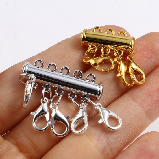 Picture of Zinc Based Alloy Magnetic Layered Slide Lock Clasps For Stackable Multi-layer Necklace Bracelet Tube Multicolor