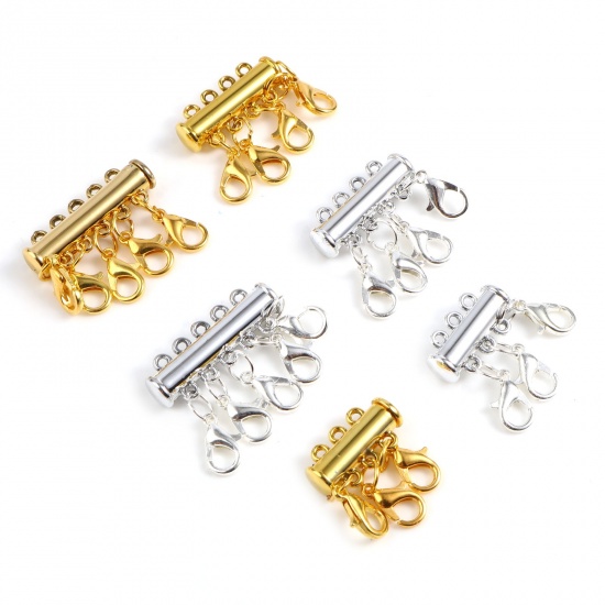 Picture of Zinc Based Alloy Magnetic Layered Slide Lock Clasps For Stackable Multi-layer Necklace Bracelet Tube Multicolor