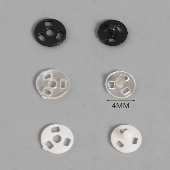 Picture of Plastic Hidden Button Transparent Clear Round 4mm Dia., 30 Sets