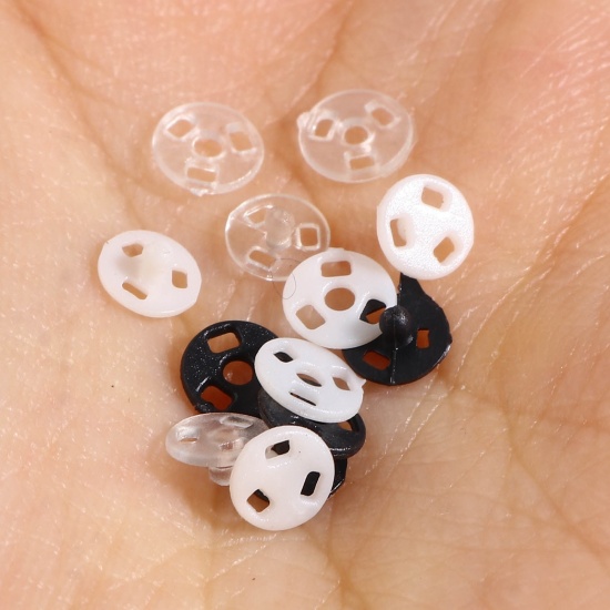 Picture of Plastic Hidden Button Transparent Clear Round 4mm Dia., 30 Sets