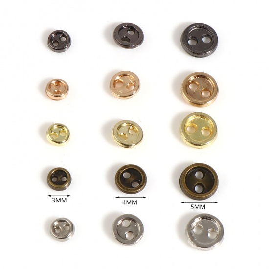 Immagine di Lega di Zinco Metallo Bottone da Cucire Due Fori Multicolore Tondo 50 Pz