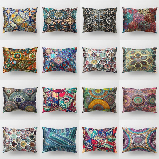 Picture of Multicolor - 16# Boho Chic Style Printed Polyester Rectangle Pillowcase Home Textile 50x30cm, 1 Piece