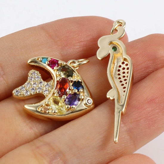 Picture of Brass Charms Gold Plated Multicolor Rhinestone 1 Piece                                                                                                                                                                                                        