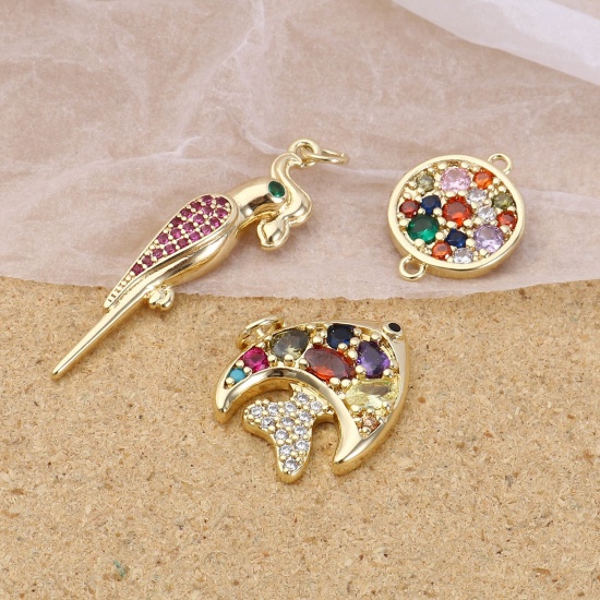 Picture of Brass Charms Gold Plated Multicolor Rhinestone 1 Piece                                                                                                                                                                                                        