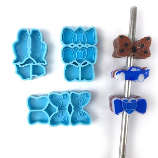 Immagine di Silicone Muffa della Resina per Gioielli Rendendo Cravatta a Farfalla Cuore Blu 6.5cm x 4.5cm, 1 Pz