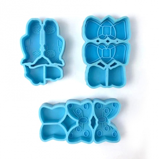 Immagine di Silicone Muffa della Resina per Gioielli Rendendo Cravatta a Farfalla Cuore Blu 6.5cm x 4.5cm, 1 Pz