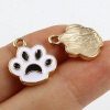 Immagine di Lega di Zinco Memoriale dell'animale Charms Zampa Oro Placcato Bianco & Blu Smalto 16mm x 14mm , 10 Pz