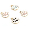 Immagine di Lega di Zinco Memoriale dell'animale Charms Zampa Oro Placcato Bianco & Blu Smalto 16mm x 14mm , 10 Pz