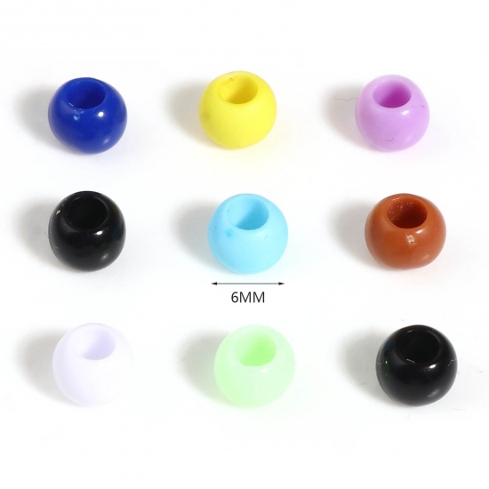 Picture of Acrylic Beads Round Multicolor About 6mm Dia., Hole: Approx 2.9mm, 1000 PCs