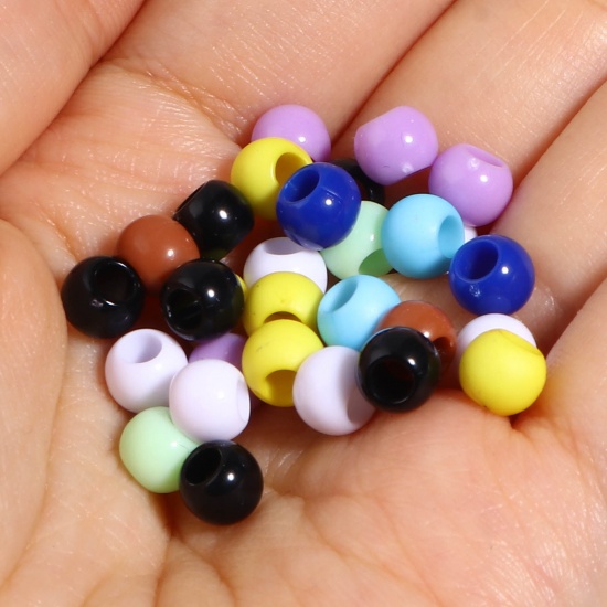 Picture of Acrylic Beads Round Multicolor About 6mm Dia., Hole: Approx 2.9mm, 1000 PCs