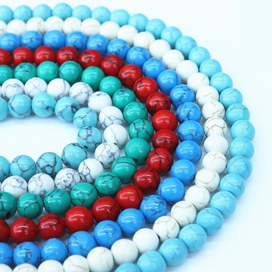 Image de Perles en Turquoise ( Synthétique) Rond Multicolore 1 Enfilade